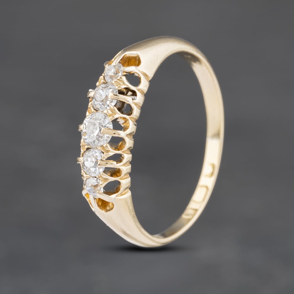 Second Hand Vintage 18ct Yellow Gold 0.42ct Diamond Five Stone Ring 41481956
