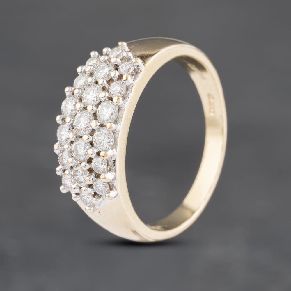 Second Hand 18ct Yellow Gold 0.75ct Brilliant Cut Diamond Three Row Ring 41481961