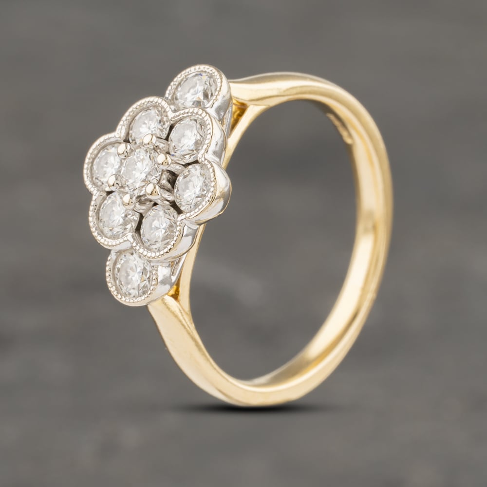 Second Hand 18ct Yellow Gold 0.64ct Brilliant Cut Diamond Cluster Ring 41481969