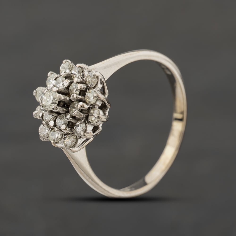 Second Hand 18ct White Gold 0.55ct Brilliant Cut Diamond Cluster Ring 41481974