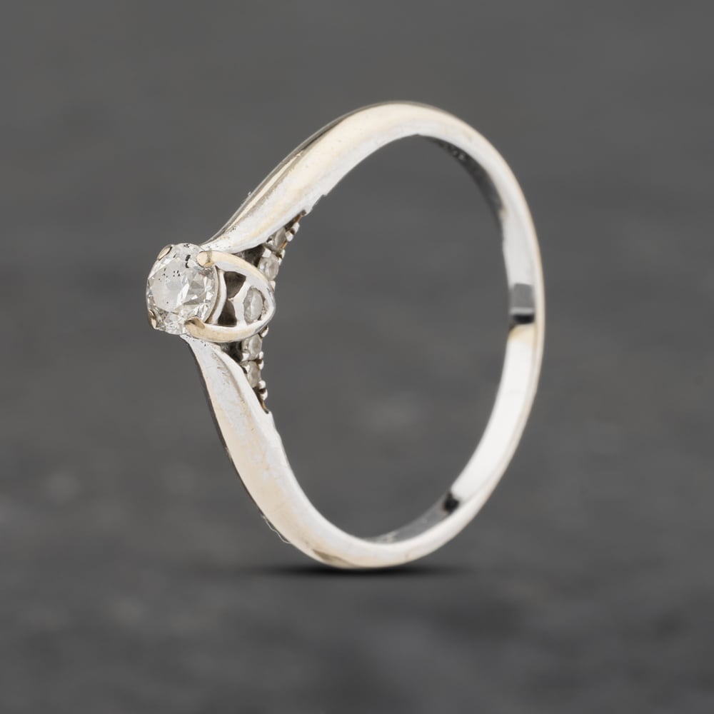 Second Hand 18ct White Gold Certificated 0.40ct Brilliant Cut Diamond Solitaire Ring 41481990