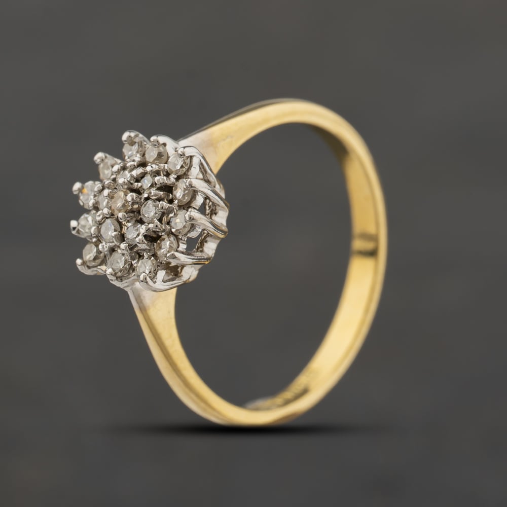Second Hand 18ct Yellow Gold 0.25ct Diamond Round Cluster Ring 41482048