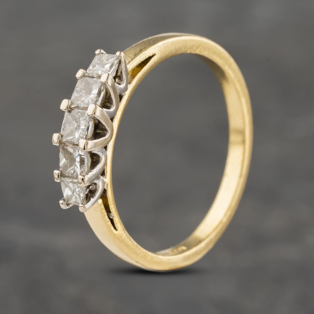 Second Hand 18ct Yellow Gold 0.75ct Princess Cut Diamond Five Stone Ring 41482054
