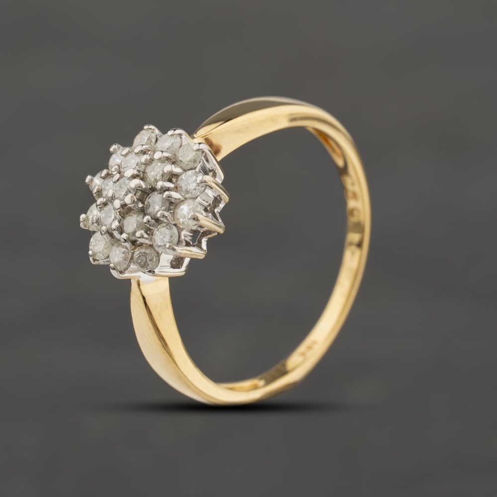 Second Hand 18ct Yellow Gold 0.50ct Brilliant Cut Diamond Cluster Ring 41482057