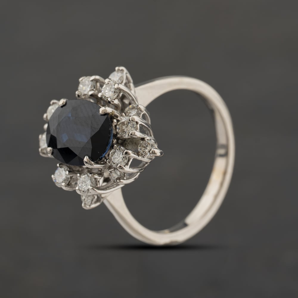 Second Hand 18ct White Gold Sapphire & Diamond Cluster Ring 41482212