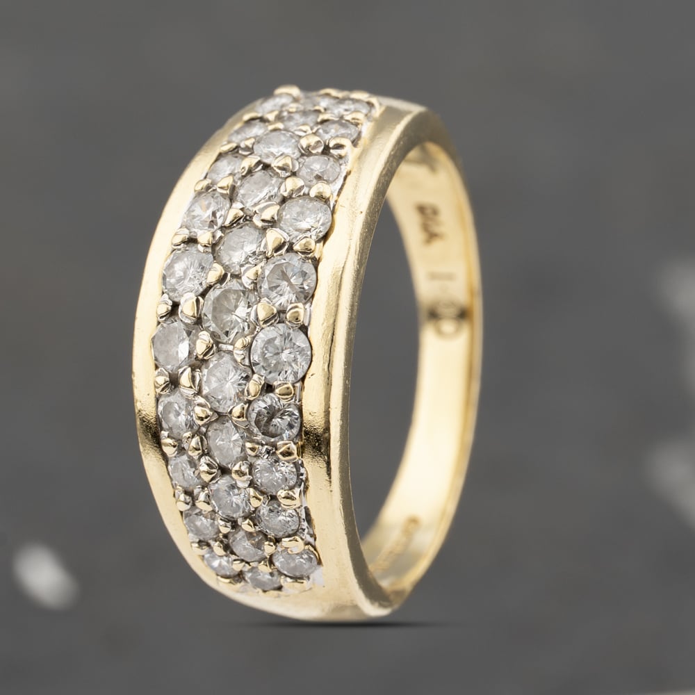 Second Hand 18ct Yellow Gold 1.00ct Diamond Pave Style Band Ring 41482217