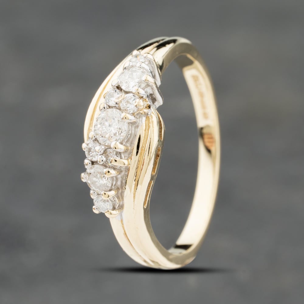Second Hand 9ct Yellow Gold 0.44ct Brilliant Cut Diamond Dress Ring 41482227