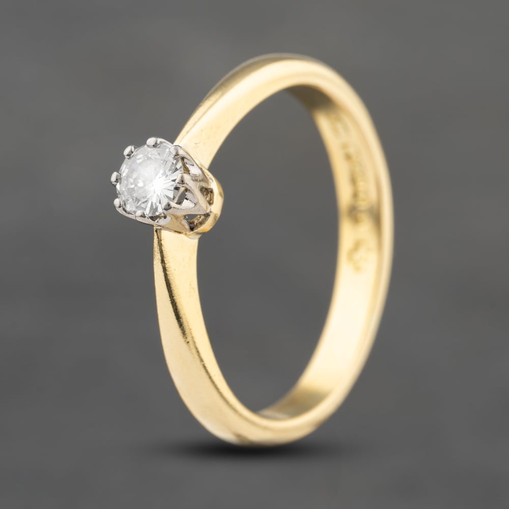 Second Hand 18ct Yellow Gold 0.25ct Brilliant Cut Diamond Solitaire Ring 41482259
