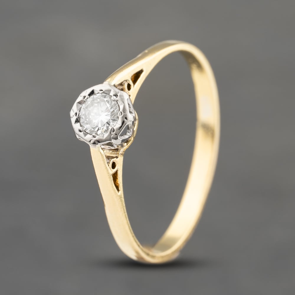 Second Hand 18ct Yellow Gold 0.25ct Brilliant Cut Diamond Round Solitaire Ring 41482260