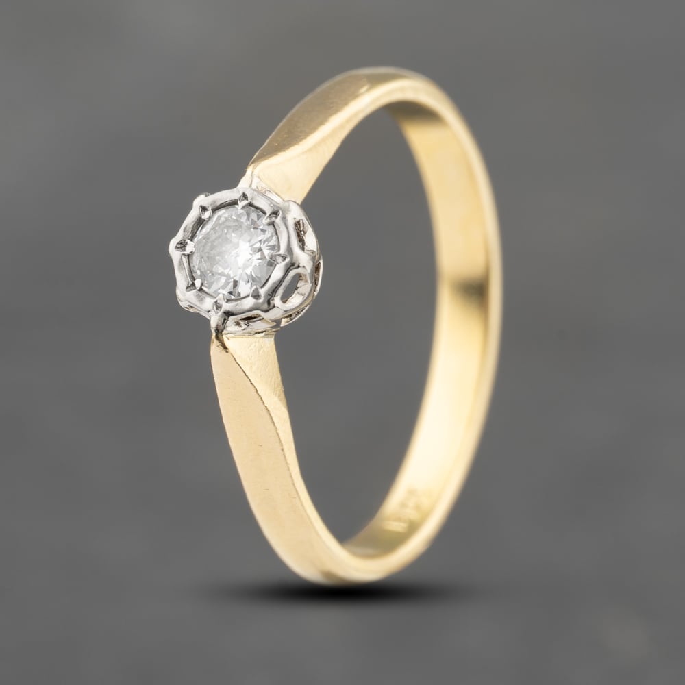 Second Hand Vintage Yellow Gold 0.18ct Brilliant Cut Diamond Solitaire Ring 41482271