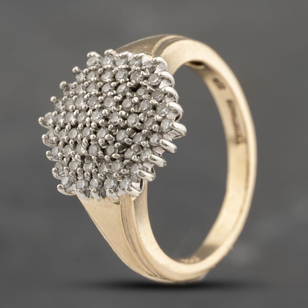 Second Hand 9ct Yellow Gold 0.35ct Brilliant Cut Diamond Cluster Ring 41482289