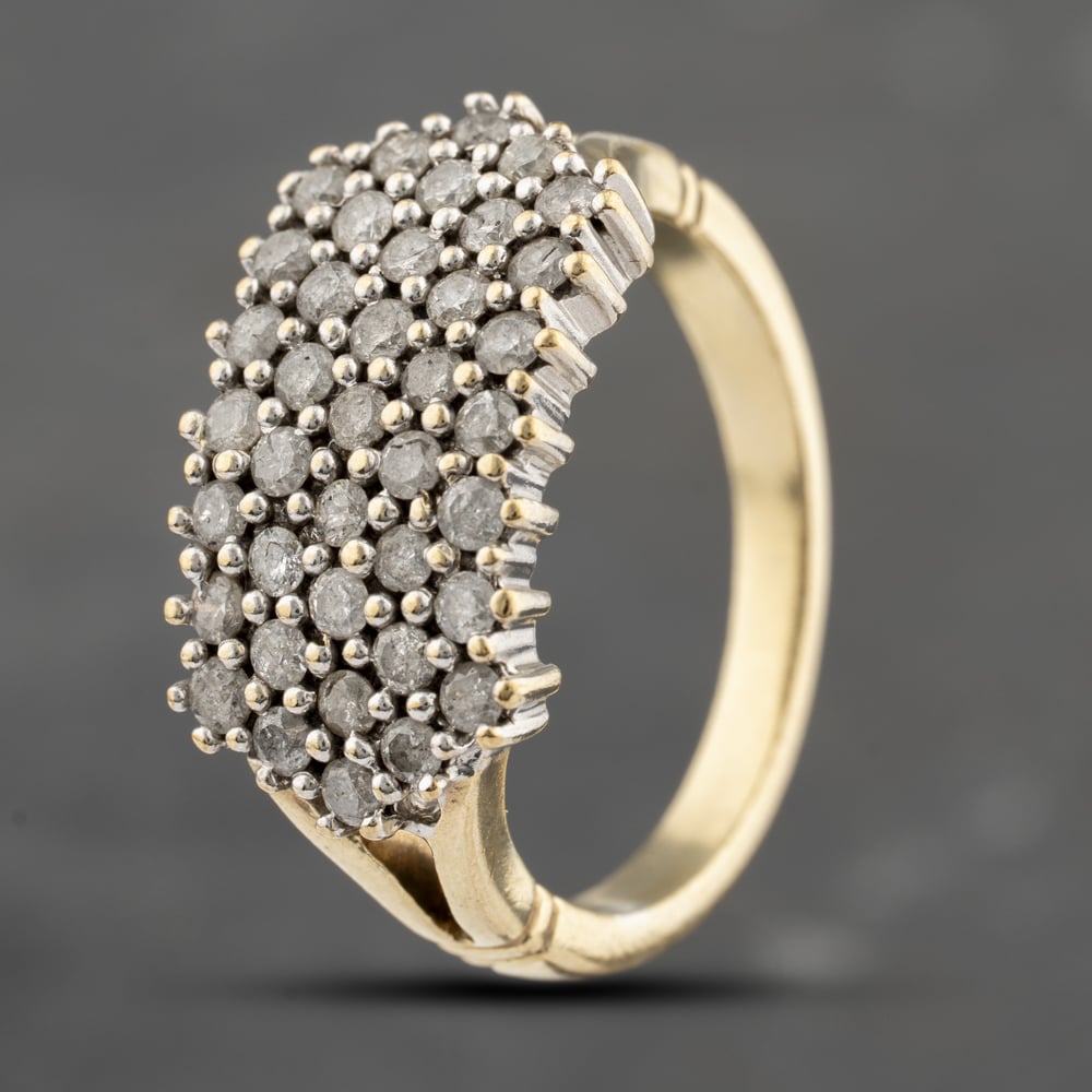 Second Hand 9ct Yellow Gold Brilliant Cut Diamond Cluster Ring 41482290