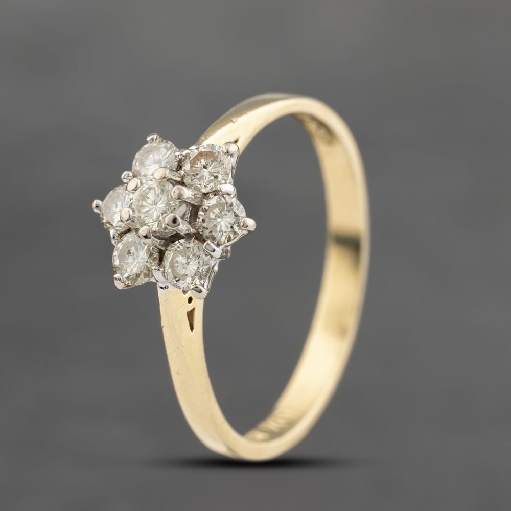 Second Hand 18ct Yellow Gold 0.50ct Brilliant Cut Diamond Flower Cluster Ring 41482306