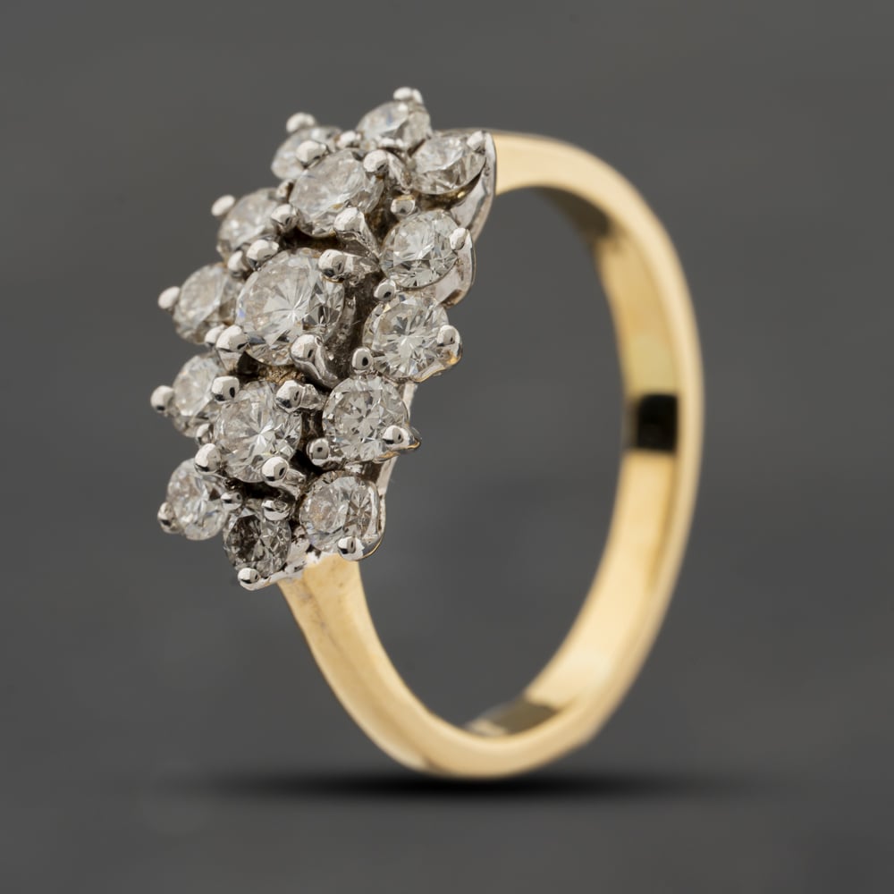 Second Hand Yellow Gold 1.00ct Brilliant Cut Diamond Cluster Ring 41482316