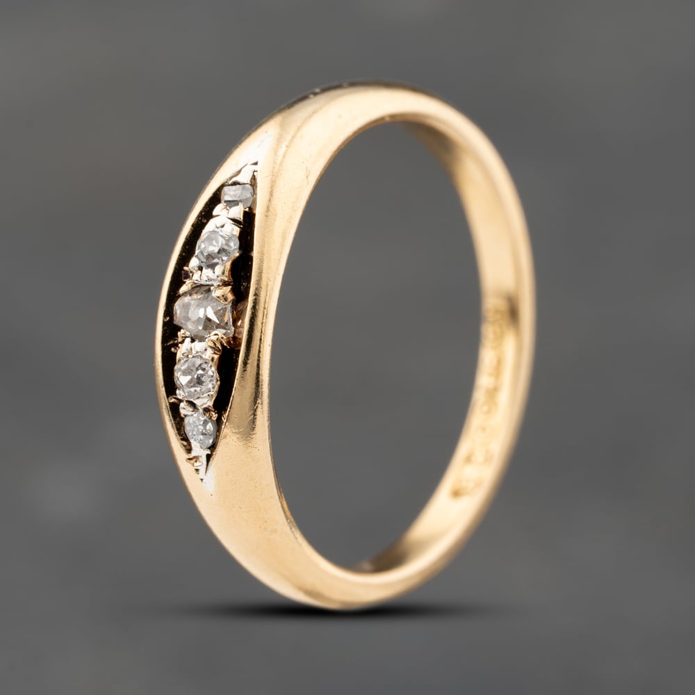 Second Hand 9ct Yellow Gold 0.14ct Brilliant Cut Diamond Five Stone Ring 41482355