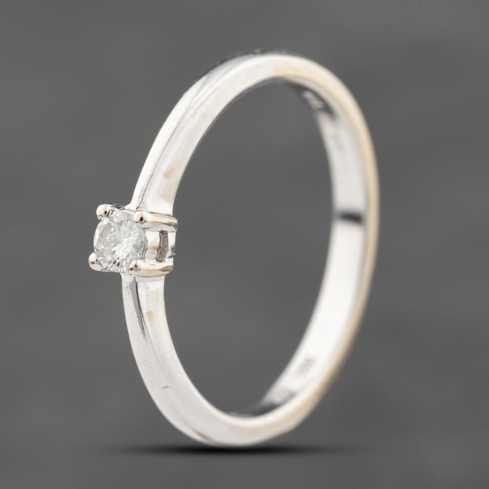 Second Hand 18ct White Gold 0.10ct Brilliant Cut Diamond Solitaire Ring 41482398