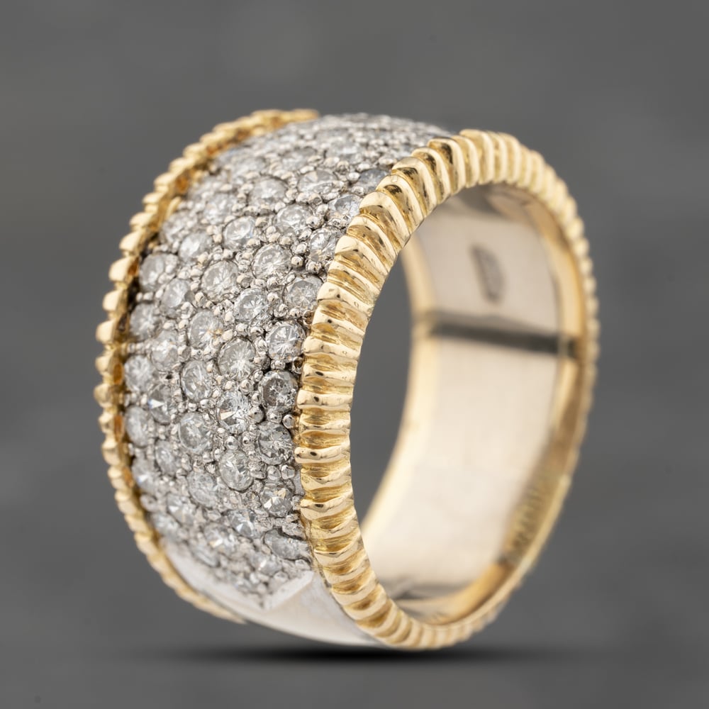 Second Hand 18ct Two Colour Gold 1.50ct Brilliant Cut Diamond Pave Set Band Ring 41482404