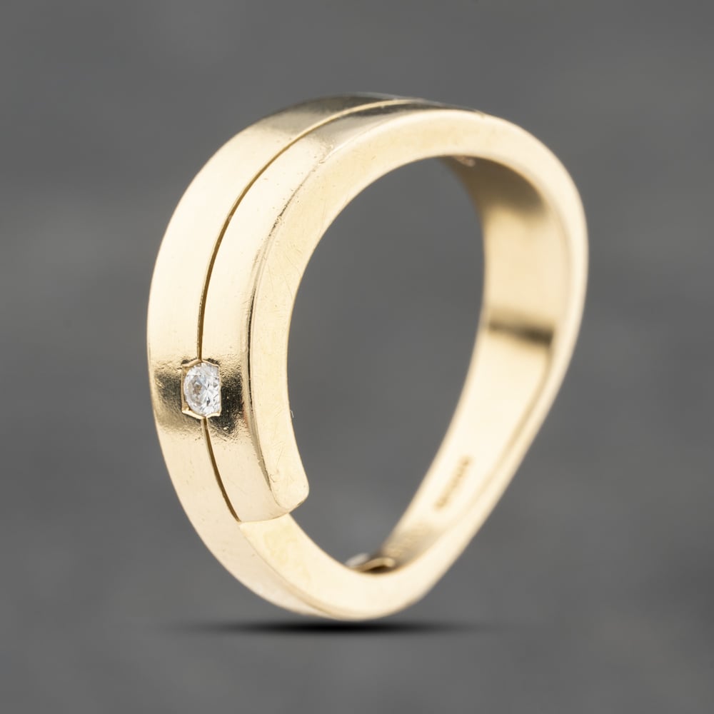 Second Hand 18ct Yellow Gold 0.04ct Brilliant Cut Diamond Twist Band Ring 41482429