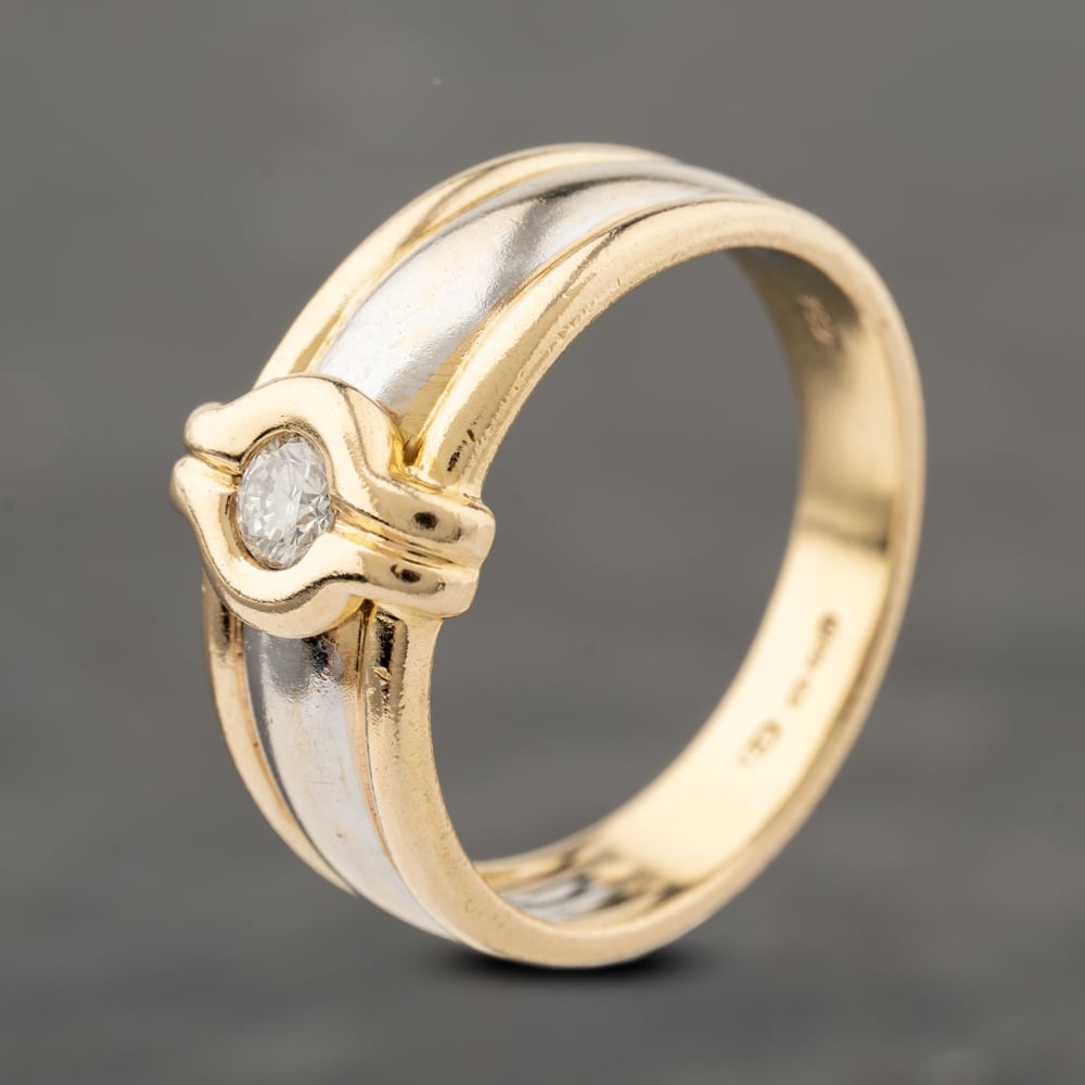 Second Hand 18ct Two Colour Gold 0.15ct Diamond Band Ring 41482441