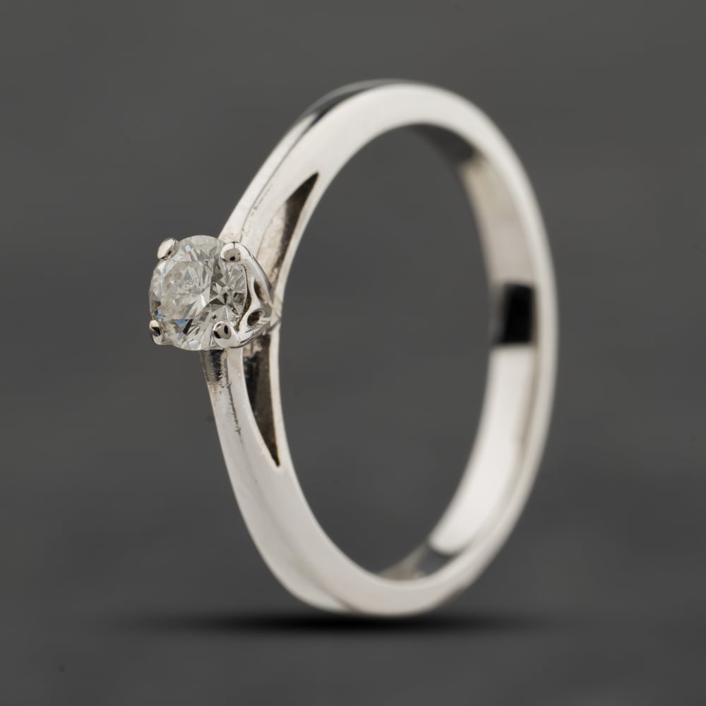Second Hand 18ct White Gold 0.25ct Brilliant Cut Diamond Four Claw Solitaire Ring 41482477