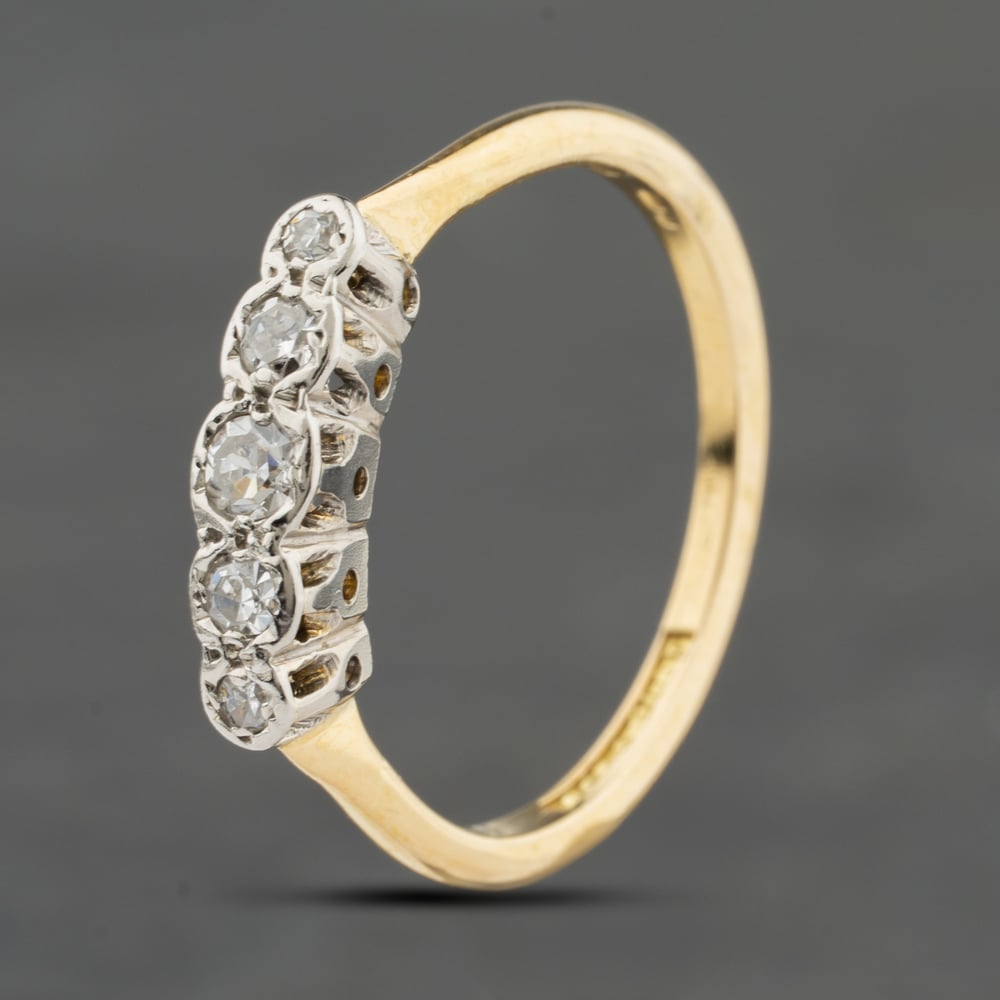 Second Hand 14ct Yellow Gold 0.15ct Diamond Five Stone Ring 41482490