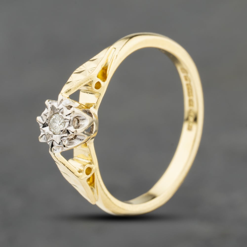 Second Hand 18ct Yellow Gold 0.03ct Diamond Solitaire Ring 41482562