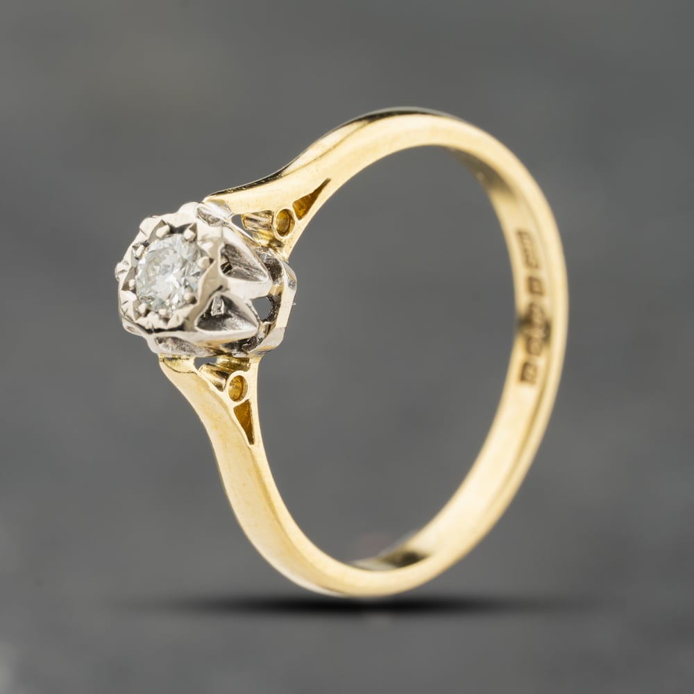 Second Hand 18ct Yellow Gold 0.12ct Brilliant Cut Diamond Solitaire Ring 41482629