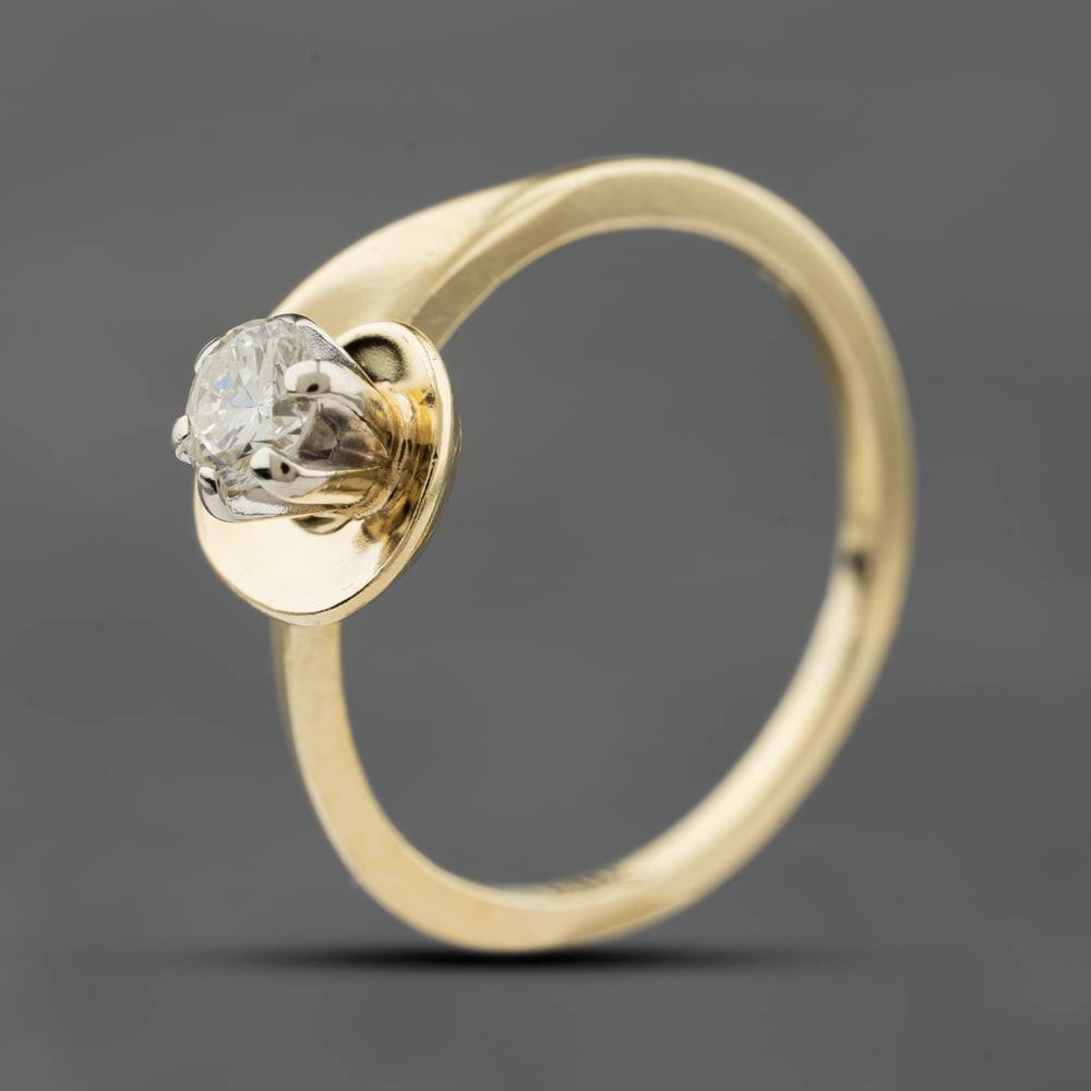 Second Hand 9ct Yellow Gold 0.30ct Brilliant Cut Diamond Swirl Design Solitaire Ring 41482639