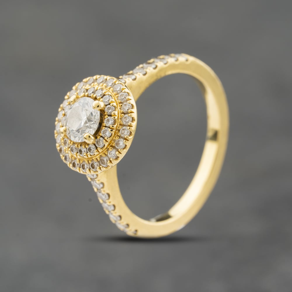 Second Hand 18ct Yellow Gold 1.00ct Diamond Three Tier Cluster Ring 41482687