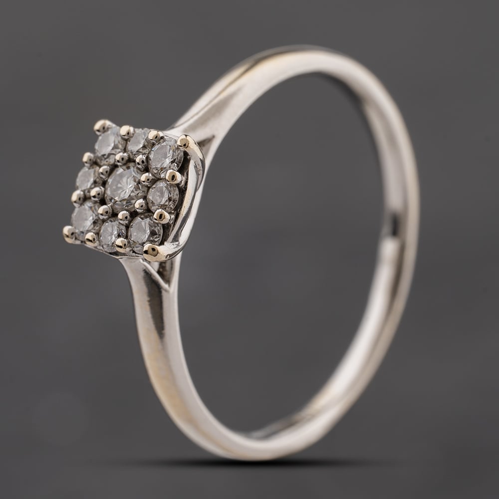 Second Hand 18ct White Gold 0.25ct Brilliant Cut Diamond Square Cluster Ring 41482693