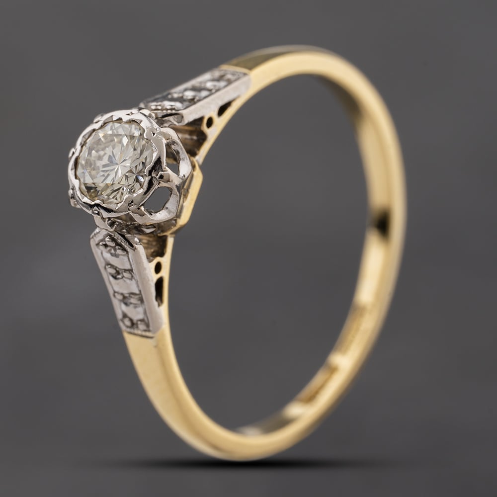 Second Hand Vintage Yellow Gold 0.25ct Brilliant Cut Diamond Solitaire Ring 41482701