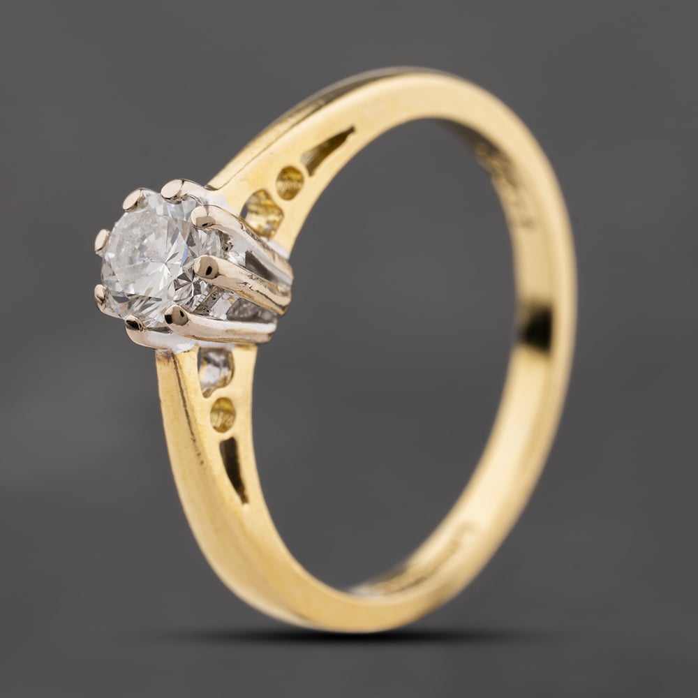 Second Hand 18ct Yellow Gold 0.33ct Brilliant Cut Diamond Solitaire Ring 41482702