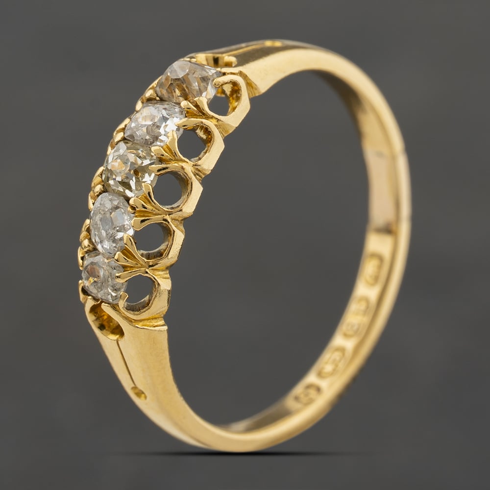 Second Hand Antique 18ct Yellow Gold 0.70ct Diamond Five Stone Ring 41482744