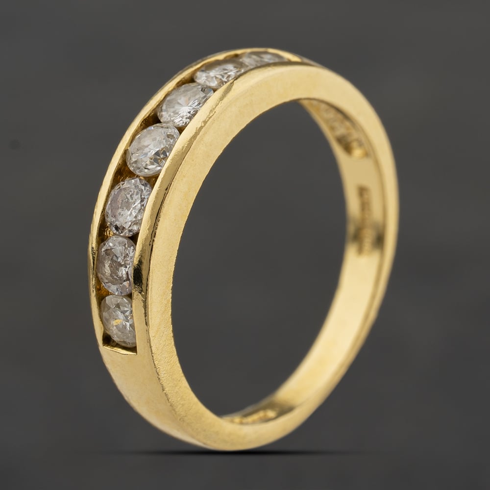 Second Hand 18ct Yellow Gold 0.70ct Brilliant Cut Diamond Half Eternity Ring 41482746