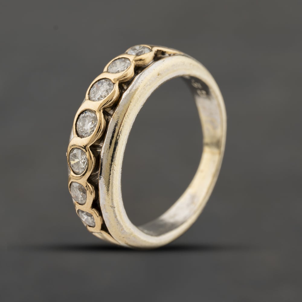 Second Hand 9ct Two Colour Gold 0.50ct Brilliant Cut Diamond Half Eternity Ring 41482782