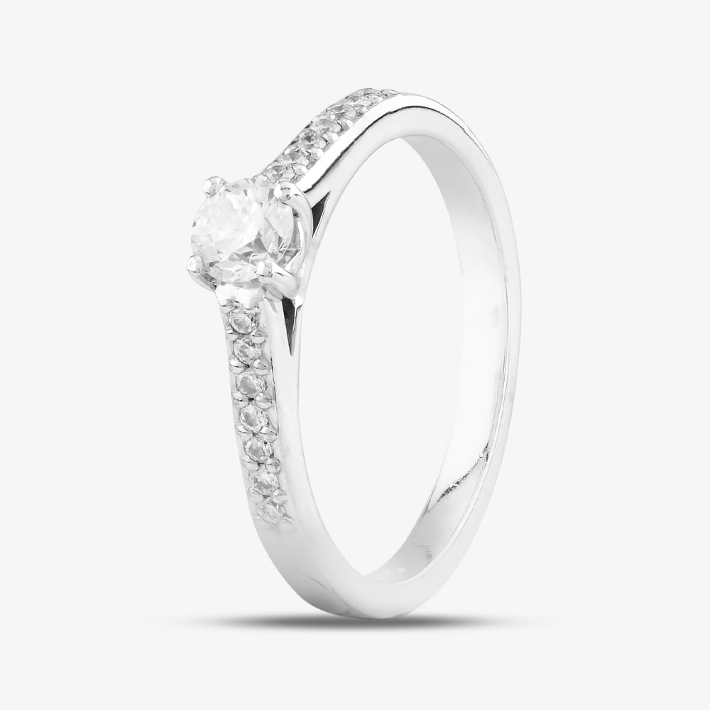 Second Hand 18ct White Gold 0.34ct Brilliant Cut Diamond Shoulder Set Solitaire Ring 41482598