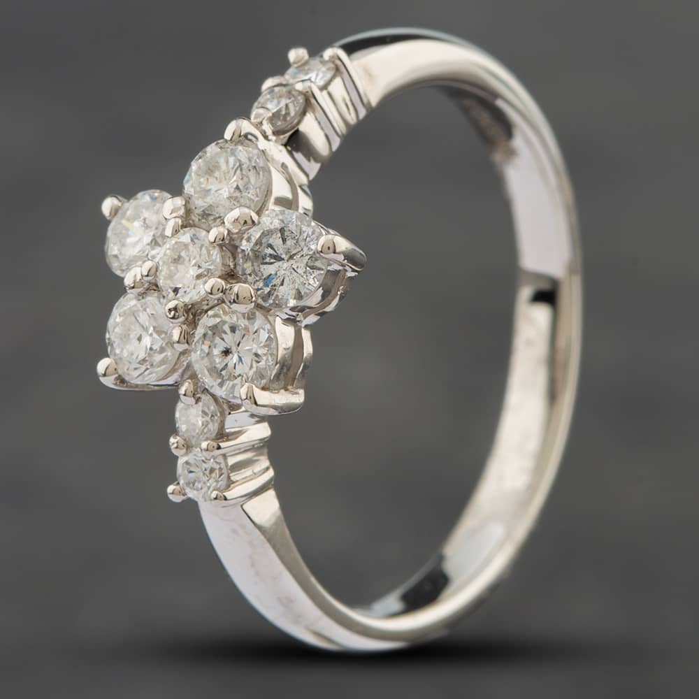 Second Hand Platinum 0.72ct Brilliant Cut Diamond Flower Cluster Ring 43091020