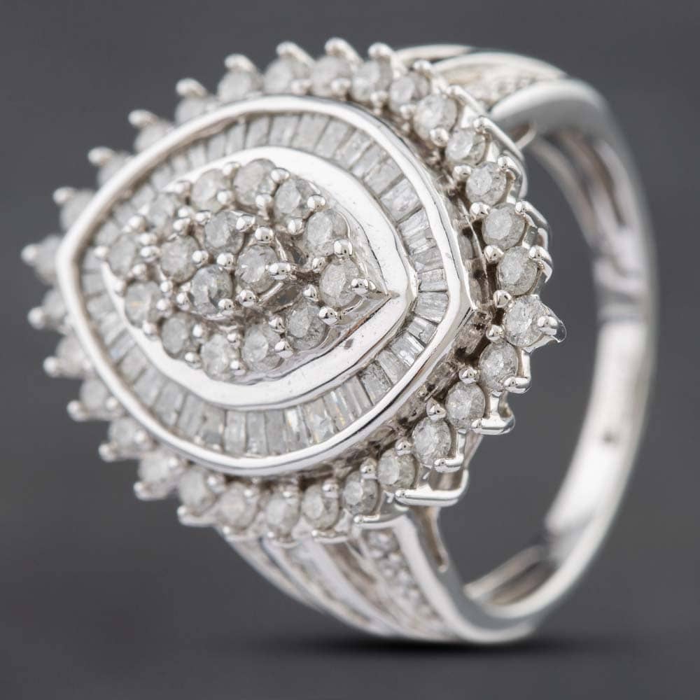 Second Hand 9ct White Gold 1.50ct Diamond Cluster Ring 431200227