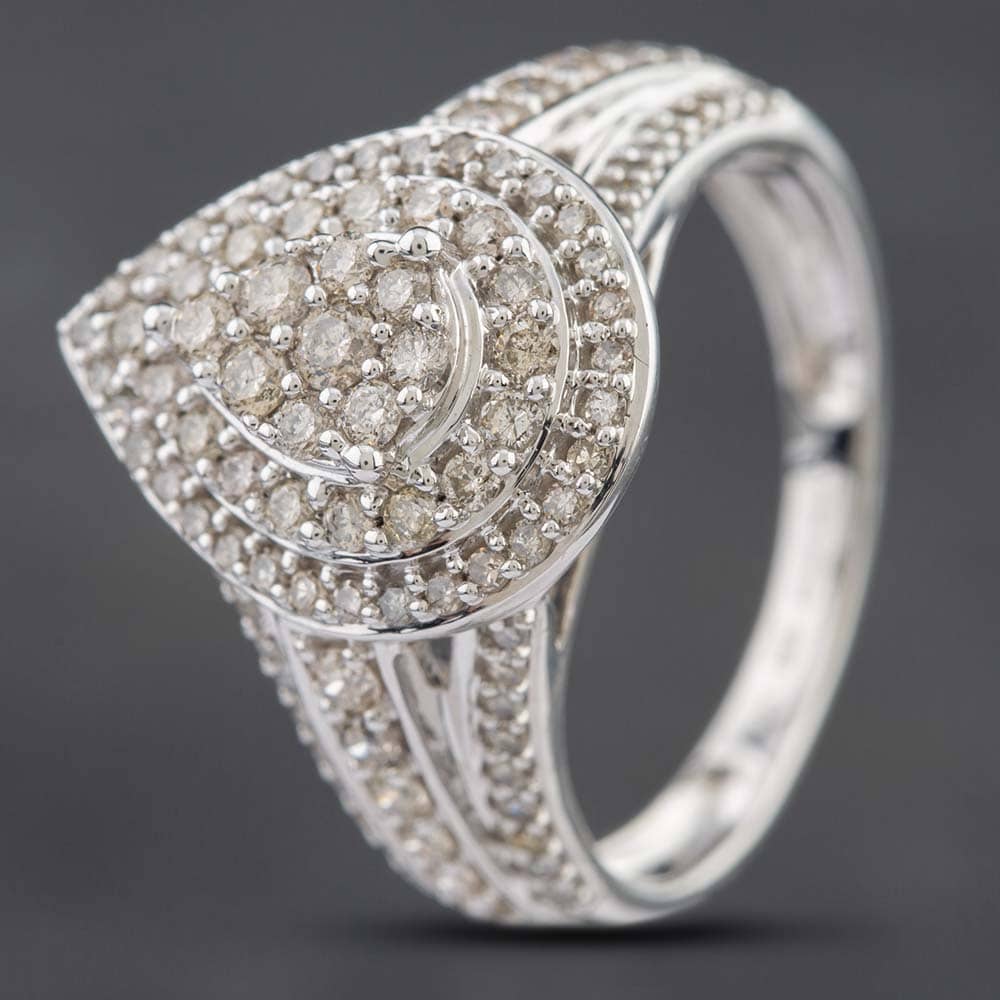 Second Hand 9ct White Gold 1.00ct Brilliant Cut Diamond Cluster Ring 431200530