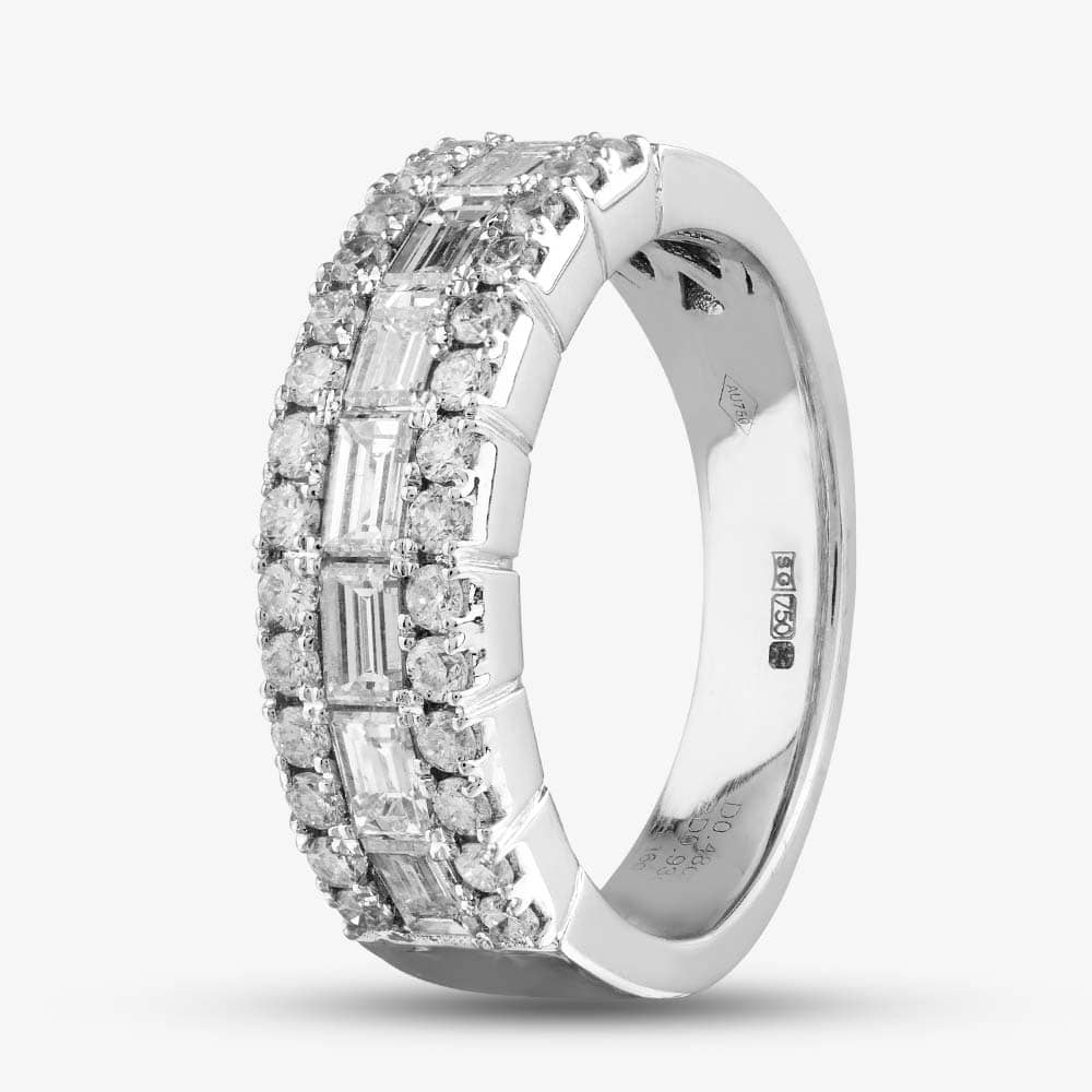 Second Hand 18ct White Gold 1.42ct Diamond 3 Row Half Eternity Ring 431200732
