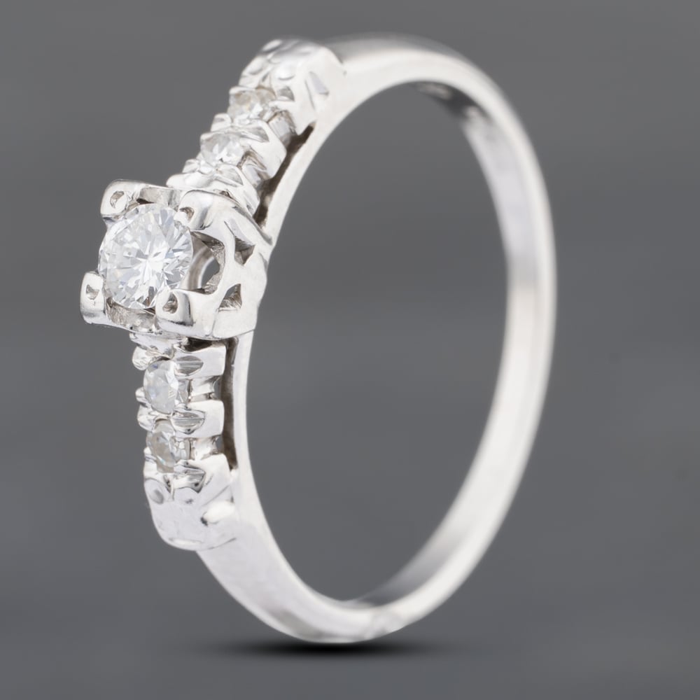 Second Hand 9ct White Gold 0.13ct Brilliant Cut Diamond Solitaire Ring 43121095