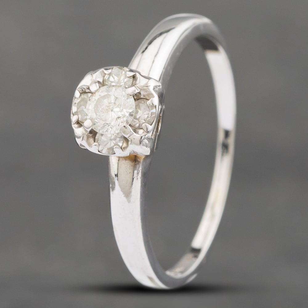 Second Hand 9ct White Gold 0.17ct Brilliant Cut Diamond Cluster Ring 43121099