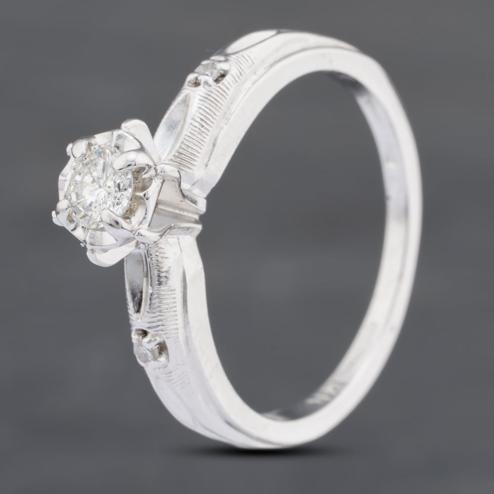 Second Hand 9ct White Gold 0.20ct Brilliant Cut Diamond Solitaire Ring 43121111
