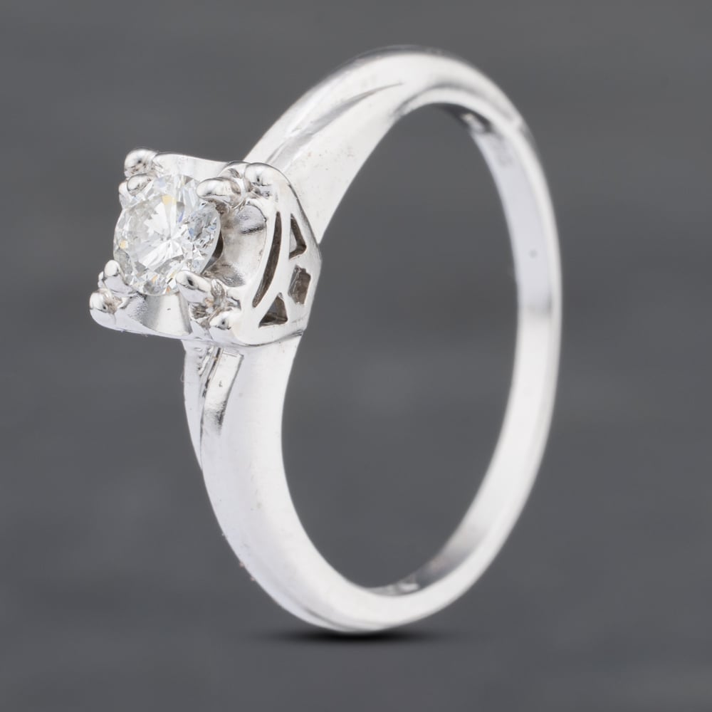 Second Hand 9ct White Gold 0.25ct Brilliant Cut Diamond Solitaire Ring 43121114