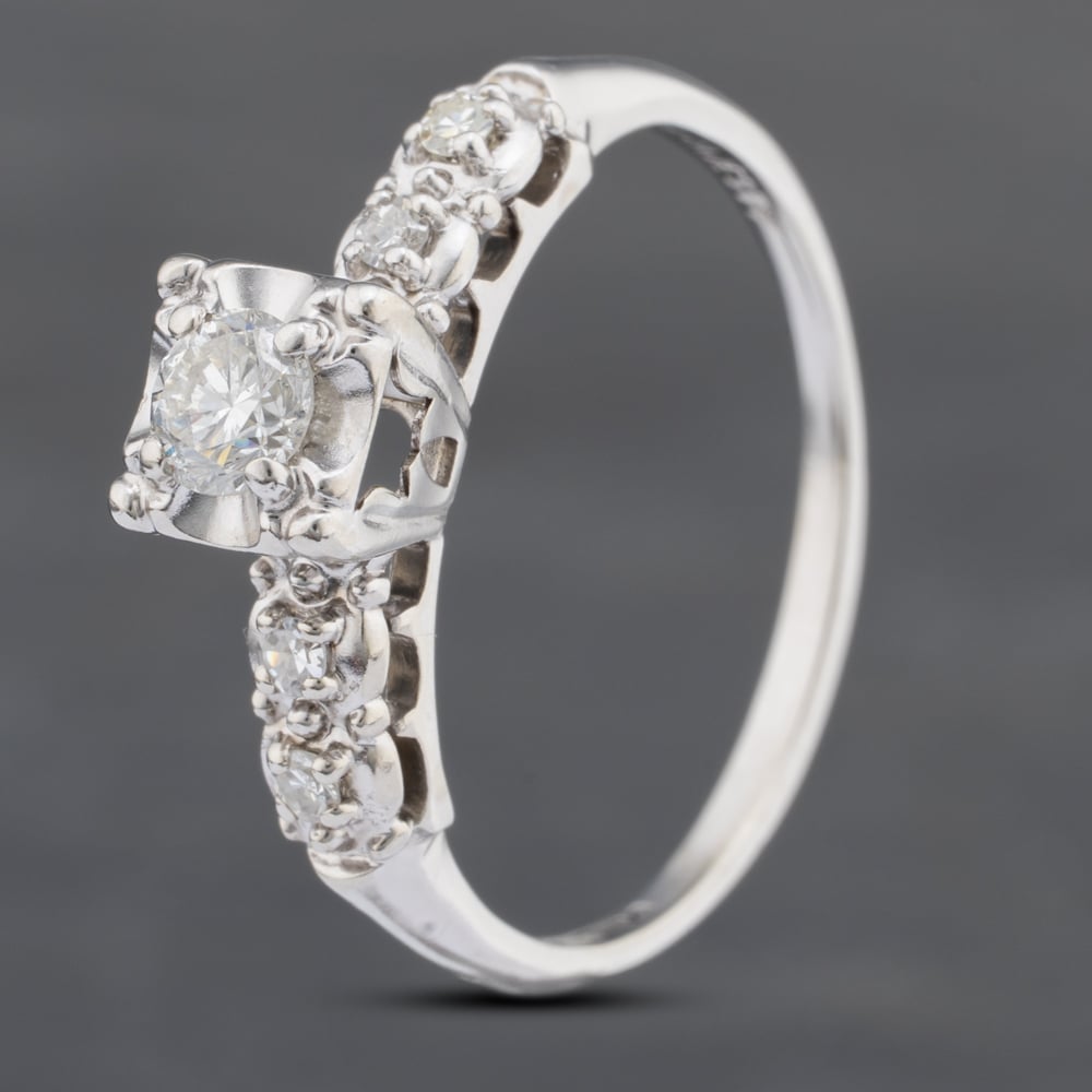 Second Hand 9ct White Gold 0.27ct Brilliant Cut Diamond Solitaire Ring 43121120