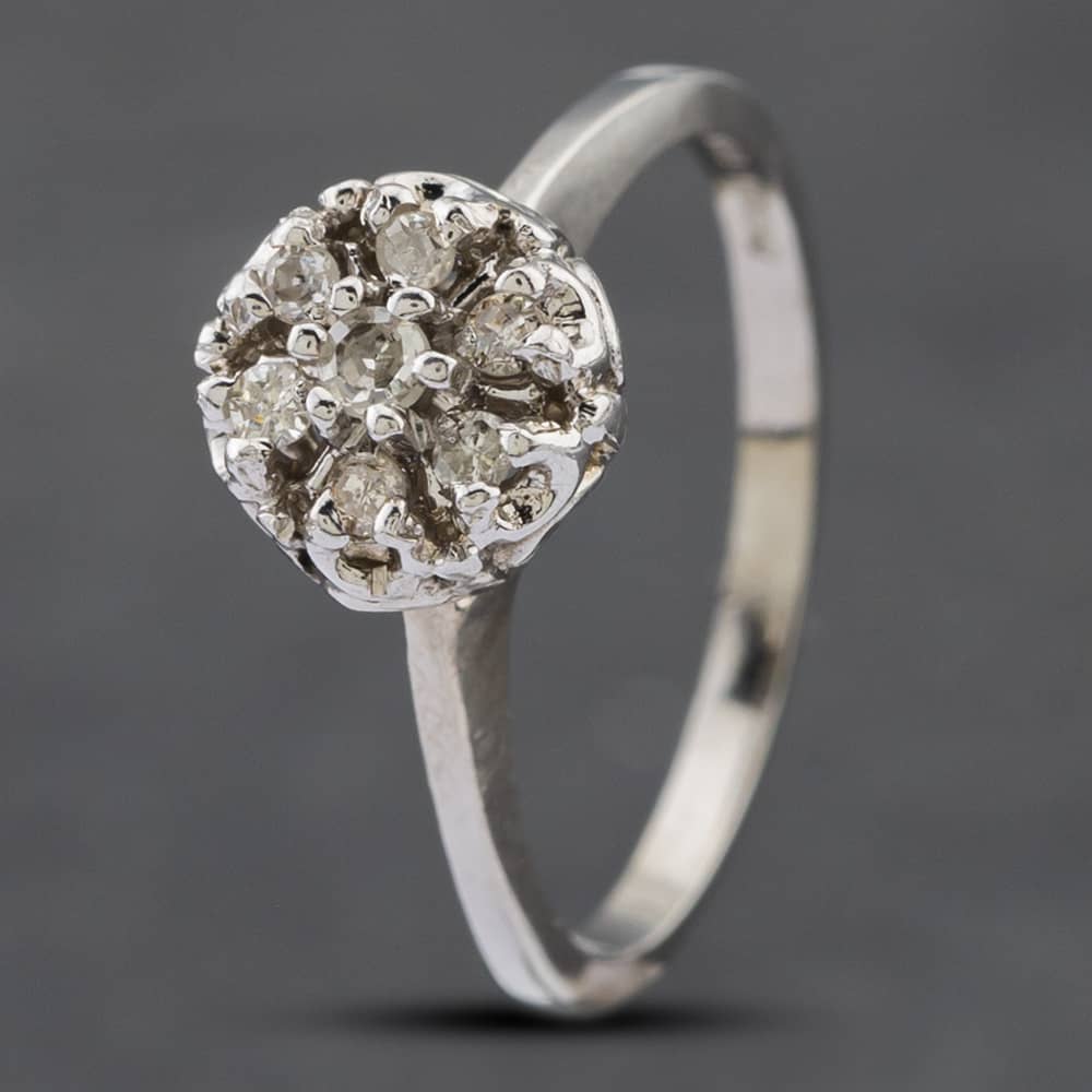 Second Hand 14ct White Gold 0.17ct Single Cut Diamond Cluster Ring 43121133
