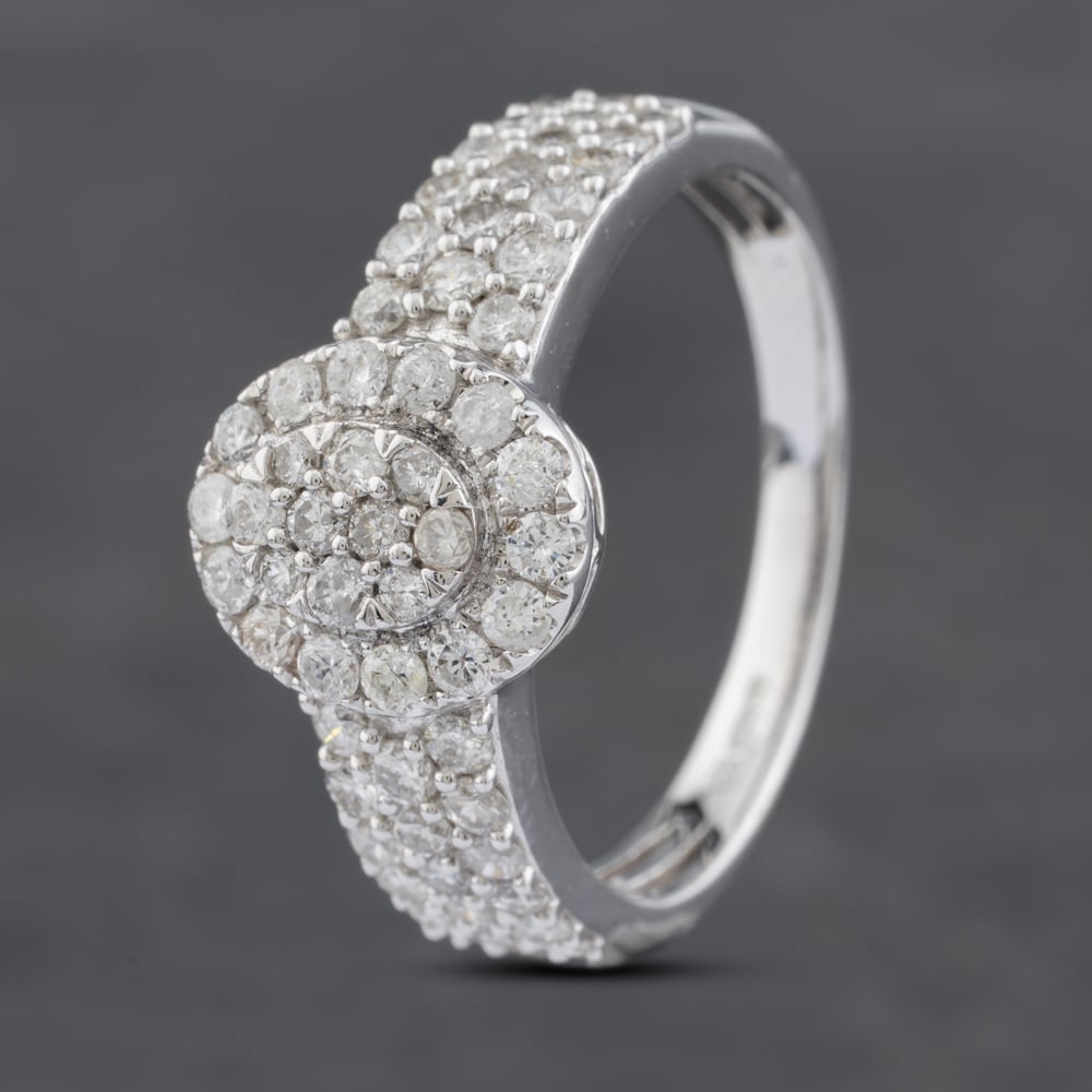 Second Hand 14ct White Gold 1.13ct Brilliant Cut Diamond Cluster Ring 43121218
