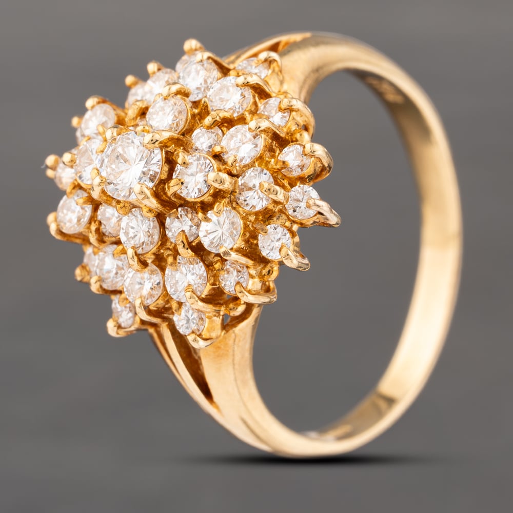 Second Hand 18ct Yellow Gold 1.01ct Brilliant Cut Diamond Multi Cluster Ring 43121240