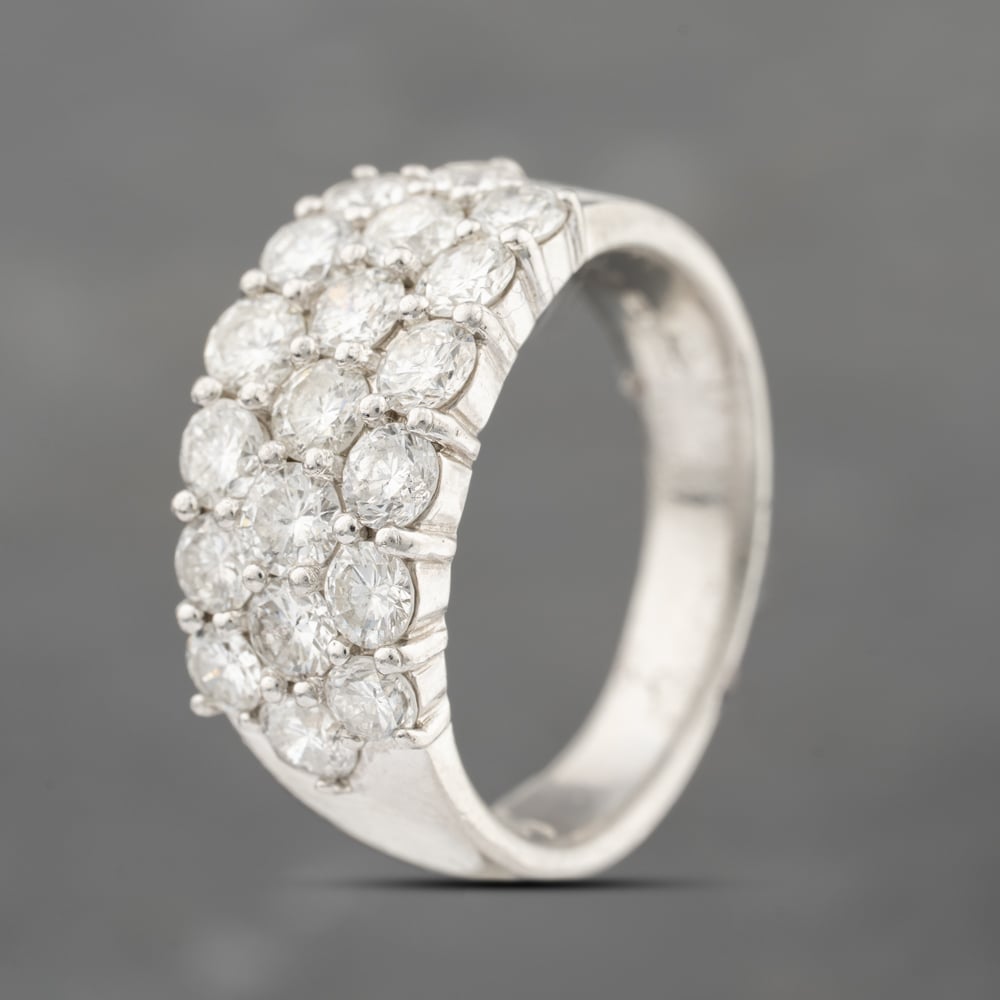 Second Hand Platinum 2.12ct Brilliant Cut Diamond Three Row Ring 43121268