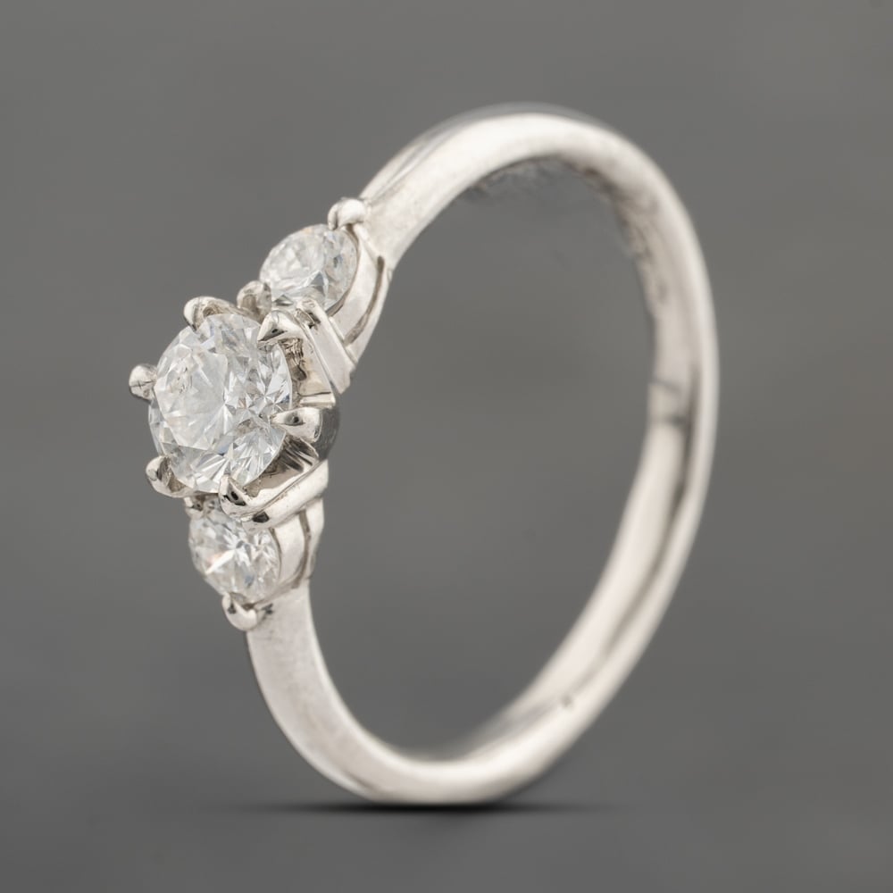 Second Hand Platinum 0.64ct Brilliant Cut Diamond Three Stone Ring 43121282